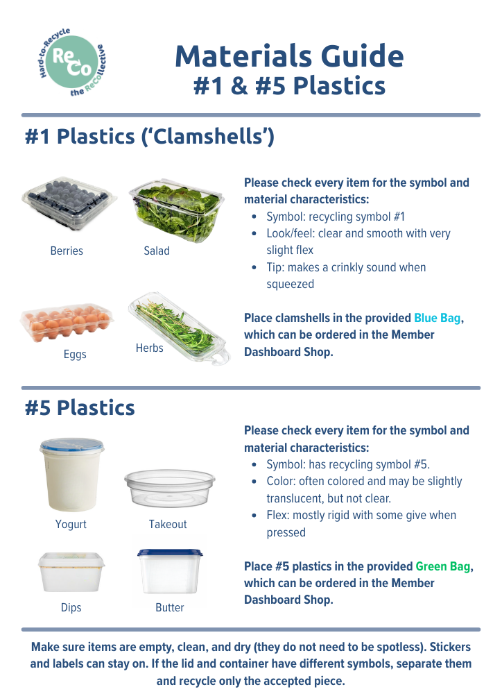 recycle #1 and #5 plastics guide