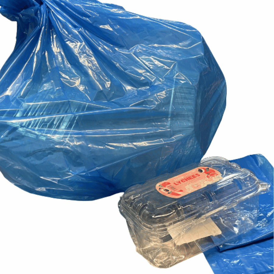 Blue bag for number 1 clamshells