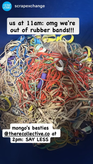 Rubber bands and other small items collected for reuse