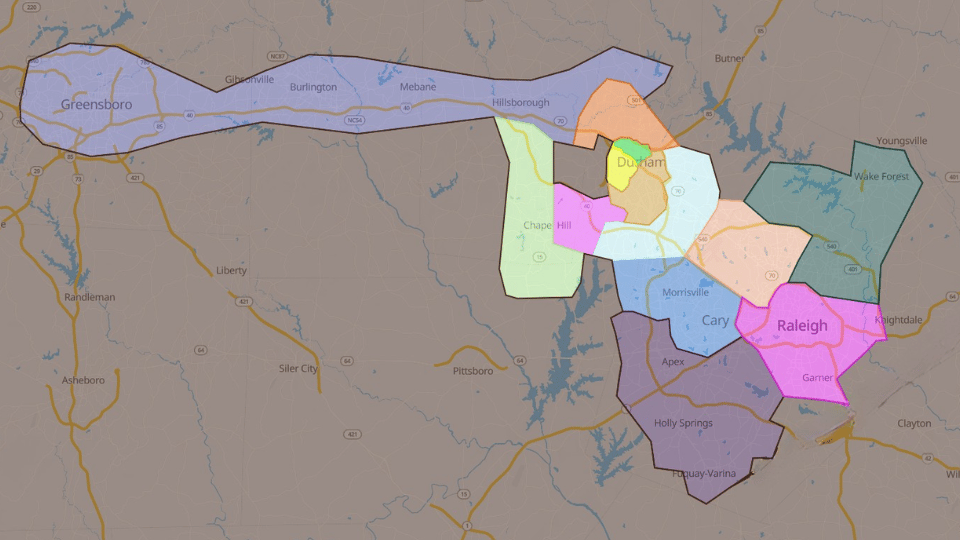 The ReCollective pickup service area across the Triangle and Triad