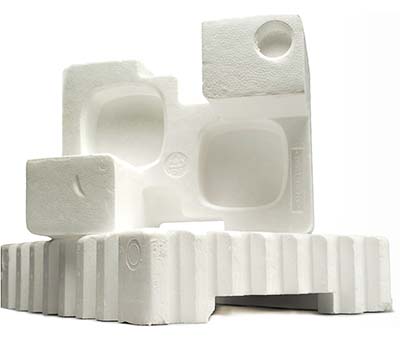 Rigid molded Styrofoam packaging accepted for recycling