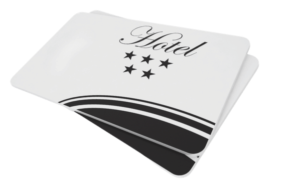 Plastic hotel key card for recycling